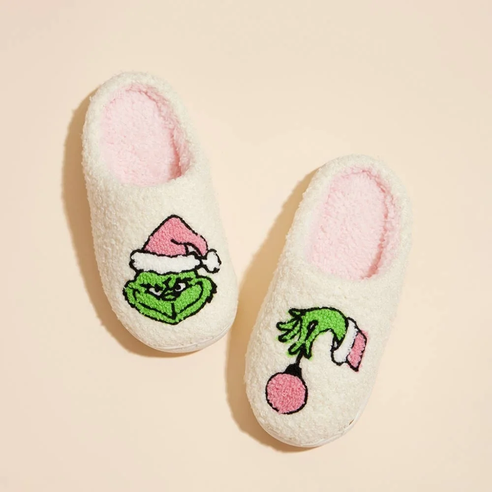 Kids Christmas Grinch Slippers